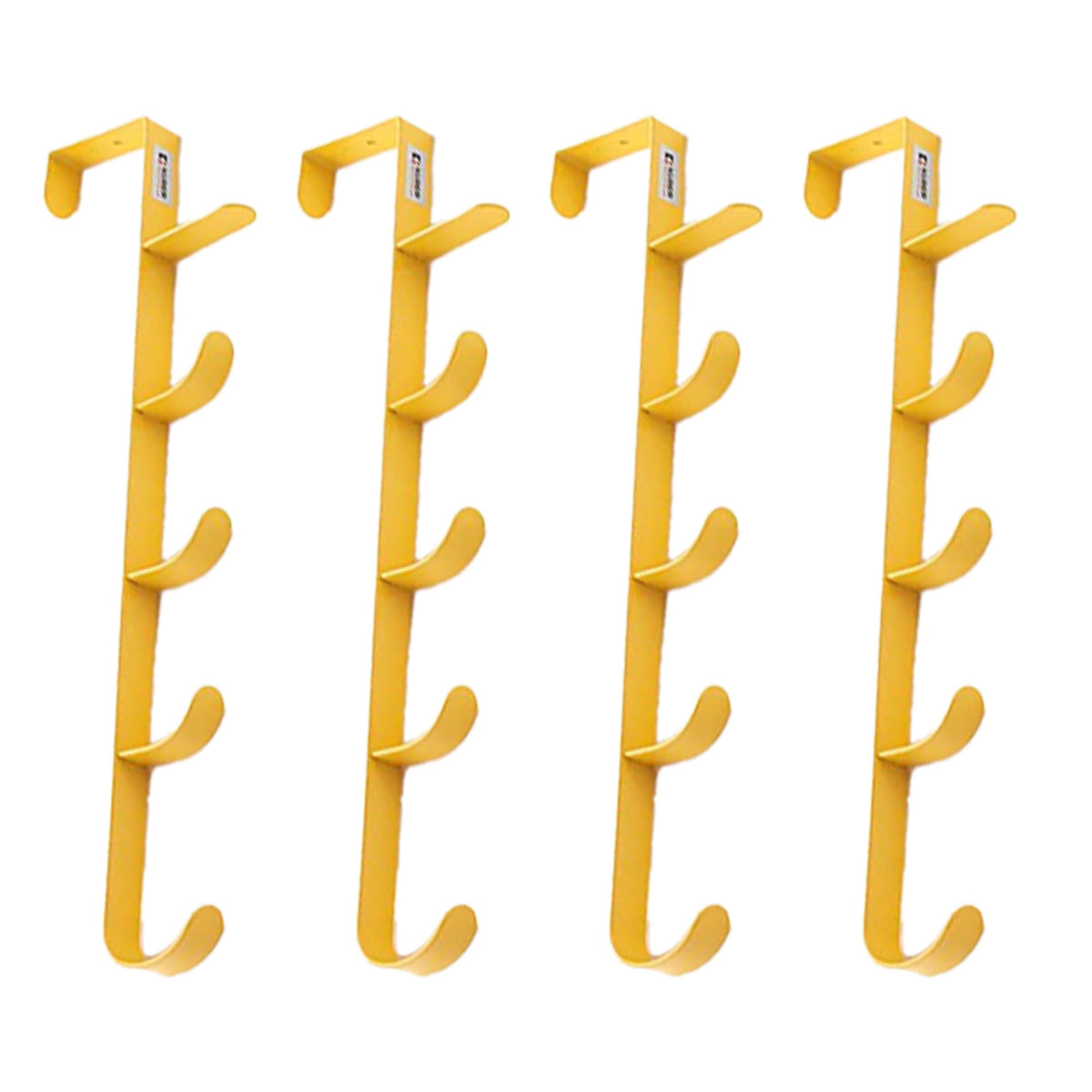 Kuber Industries 5-Level Cloth Hanger|Multipurpose Cloth & Towel Holder|Iron Spray Material|Easy Installation|Interchangeable Over The Door Towel Holder|ZT-3115(Y) Pack of 4|Yellow