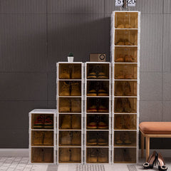 Kuber Industries 3 Layer Shoe Box for Storage|Multi-Purpose Plastic Shoe Rack|Installation Free Shoe Organizer|White