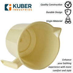 Kuber Industries Plastic Lightweight, Unbreakable Bathroom Mug 1.5 Litre (Cream, Pack of 3)