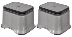 Heart Home Ultra 10 Anti-Slip Plastic Stool for Bathroom, Kitchen, Bedroom, Toy Room and Living Room- Pack of 2 (Grey)-46HH0148