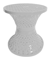 Kuber Industries Mesh Design Both Sided Plastic Sitting Stool, Planter Stand, Sidetable for Living Room, Bed Room, Garden in Damroo Style- Pack of 2 (Brown & White), Standard, HS_38_KUBMART021805