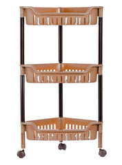 Heart Home Plastic 3-Tier Triangle Storage Rack Shelf for Kitchen,Living Room,Bathroom, Office (Brown) -46HH0551