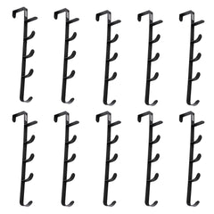 Kuber Industries 5-Level Cloth Hanger|Multipurpose Cloth & Towel Holder|Iron Spray Material|Easy Installation|Interchangeable Over The Door Towel Holder|ZT-3115|Pack of 10|Black