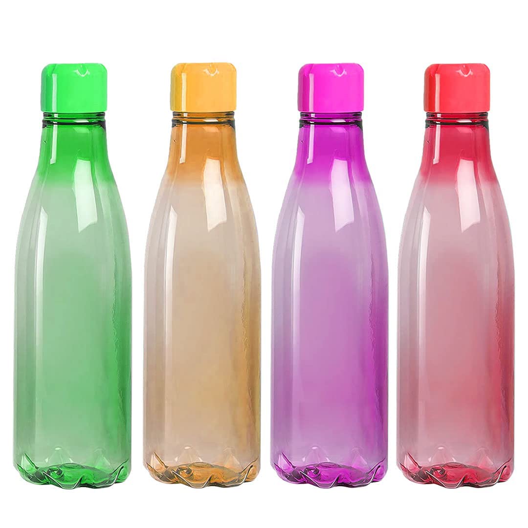Kuber Industries BPA Free Plastic Water Bottles | Unbreakable, Leak Proof, 100% Food Grade Plastic | For Kids & Adults | Refrigerator Plastic Bottle Set of 4 - Assorted