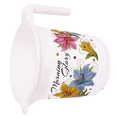 Kuber Industries Floral Print 4 Pieces Unbreakable Strong Plastic Bathroom Mug, 500 ML (White)-KUBMART10277