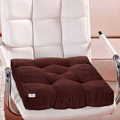 Heart Home Microfiber Back and Seat Chair Cushion with Ties Set of 2 (Brown)