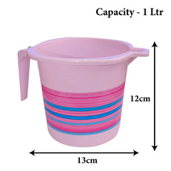 Heart Home Durable Long Lasting, Lightweight, Unbreakable, Strong Plastic Bathroom Mug 1 Litre- Pack of 3 (Pink)
