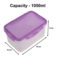 Fun Homes klick N Seal 302 Airtight Food Storage Container Kitchen Container for Storage Plastic Storage Box for Kitchen Airtight Container Storage Jar (1050ml)-Pack of 2 (Purple)-FHUNH15734
