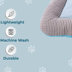 Homestic Rectangular Dog & Cat Bed|Yarn Dyed Oxford Cloth|Nylon and Polyester with Cotton Filling|Self-Cooling Bed for Dog & Cat|Small Light-Weight & Durable Dog Bed|ZQCJ005B-M|Blue