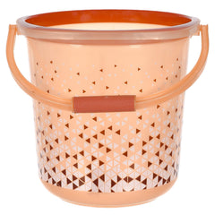 Kuber Industries Multiuses Tinted Print Plastic Bucket with Handle, 18 Litre Pack of 2 (Brown)-46KM0339, Standard