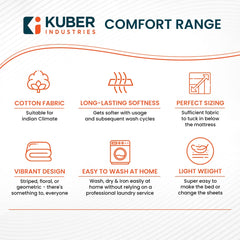 Kuber Industries Double Bedsheet(228 * 254 cm)|Cotton 120 TC Luxury Printed Soft & Lightweight Bedsheet for Double Bed with 2 Pillow Covers (Pink & White)