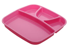 Kuber Industries 4 Pieces Microwave Safe Plastic Food Plate with Partitions (Pink & Yellow) - CTKTC37563,Standard