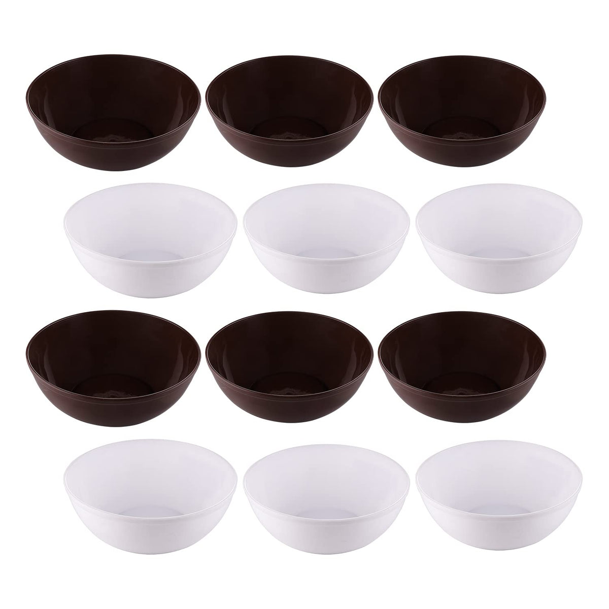 Kuber Industries Bowls|Plastic Serving Round Bowls|Katori for Kitchen|Microwave Safe Bowls for Rice|Soup|Pasta|250 ML|Pack of 12 (Multicolor)