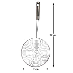 Heart Home 16cm Multiuses Stainless Steel Skimmer/Strainer/Jharni for Cooking and Frying (Silver), Standard