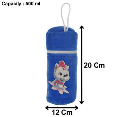 Heart Home Cartoon Printed Velvet Newborn Baby Feeding Bottle Cover, Pack of 3 (Blue)