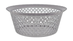 Heart Home Storage Basket|Plastic Round Versatile Basket|Organizer for Kitchen|Countertop|Cabinet|Bathroom|Set of 3 (Grey)