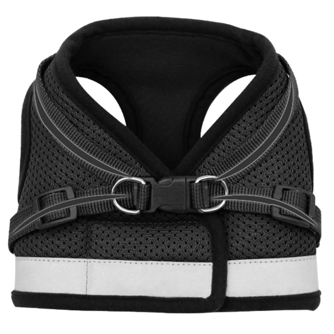 Kuber Industries Dog Harness With Adjustable Leash|Breathable Polyester Mesh Fabric |Large Size|HT-844|Comfortable No-Pull Grip|Quick Release Buckles|Black
