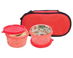 Heart Home 2 Plastic Containers Lunch Box Set with Cover (Red)-50HH01229