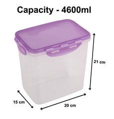 Fun Homes klick N Seal 503 Airtight Food Storage Container Kitchen Container for Storage Plastic Storage Box for Kitchen Airtight Container Storage Jar (4600ml)-Pack of 2 (Purple)-FHUNH15760