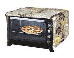 Heart Home Polyster Flower Printed Microwave Oven Cover, Dustproof Machine Protector Cover,25 LTR. (Brown)-HS43HEARTH25916