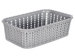 Heart Home Multiuses Small M 15 Plastic Tray/Basket/Organizer Without Lid- Pack of 3 (Grey & Brown & Grey) -46HH0127
