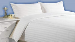 Kuber Industries Self Stripe 300 TC Satin Double Bedsheet with 2 Pillow Covers - White