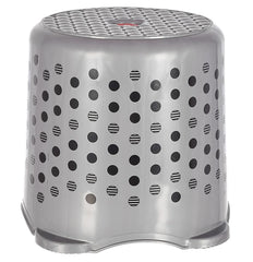 Heart Home Comfy Stool Dot Printed Anti-Slip Plastic Stool for Bathroom, Kitchen, Bedroom, Toy Room and Living Room- Pack of 2 (Black & Grey)-46HH0160