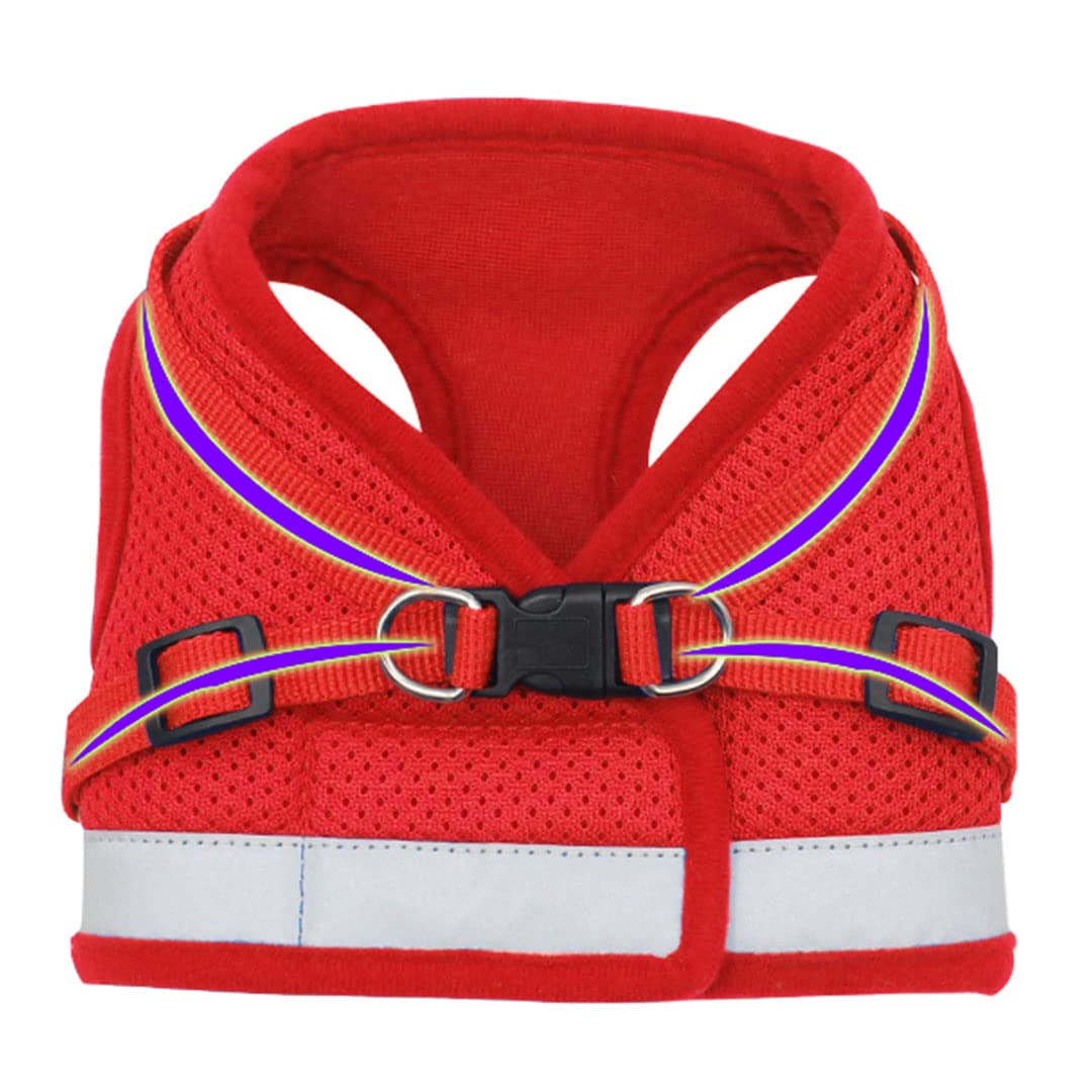 Homestic Reflective Dog Harness with Adjustable Leash|Breathable Polyester Mesh Fabric |XS Size|HT-844|Comfortable No-Pull Grip|Quick Release Buckles|Easy On - Easy Off Harness|Red