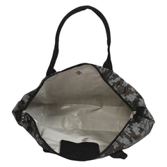 Kuber Industries Camouflage Print Rexine Shopping Bags/Grocery Bag for Carry Grocery, Fruits, Vegetable with Handles Pack of 2 (Black) 54KM4022