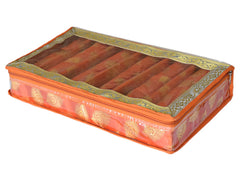Heart Home Multipurpose Feather Design Laminated 6 Rod Bangle Box/Organizer/Case With Tranasparent Top - Pack of 2 (Orange)-47HH0167