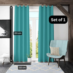 Kuber Industries 100% Room Darkening Black Out Curtain I 7 Feet Door Curtain I Insulated Heavy Polyester Solid Curtain|Drapes with 8 Eyelet for Home & Office (Aqua)
