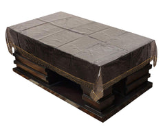 Kuber Industries Golden Lace PVC 4 Seater Centre Table Cover - Transparent (CTKTC01210)