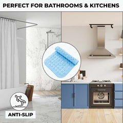 Kuber Industries Bathroom Mat|Anti Slip Mat for Bathroom Floor|Durable,Wear Resistant & Easy to Maintain|Acupressure & Foot Massager Door Mat with Water Drainage Holes|JL01|35 x 70 cm|Blue