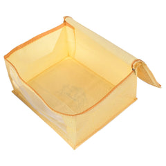 Kuber Industries Doli Printed Non-woven Foldable Saree Cover/Clothes Storage Bag/Wardrobe Organizer With Transparent Window (Gold) 54KM4173