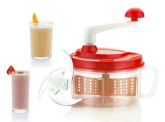 Kuber Industries Exclusive Plastic Chopnchurn/ 2 in 1 Vegetable and Fruit Chopper with Beating Blade/Lassi Maker, Red-Kubmart10204