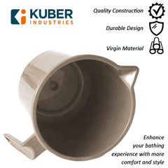 Kuber Industries Plastic Lightweight, Unbreakable Bathroom Mug 1.5 litre (Light Brown, Pack of 4)