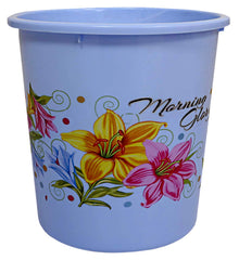Kuber Industries Flower Print Plastic 3 Pieces Dustbin/Garbage Bin/Waste Bin, 7 Liters (Pink, Blue & White)-KUBMART10907