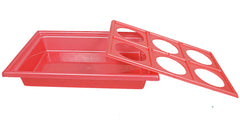 Kuber Industries Tray with Cutout Handles, Cup Display for Kitchenware, Plastic Glass Holder, One Size, 6 Slots-Pack of 2 (Pink)