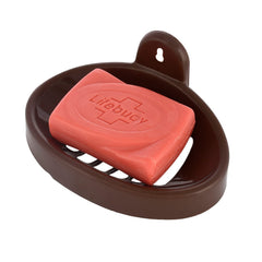 Kuber Industries Soap Holder|Sink Soap Holder|Plastic Wall Mounted Soap Holder|Oval Shape Self Draining Soap Dish for Bathroom (Coffee)