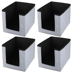 Heart Home Multiuses Non-Woven Closet Organizer With Handles- Pack of 4 (Black & Grey) -HS43HEARTH26543