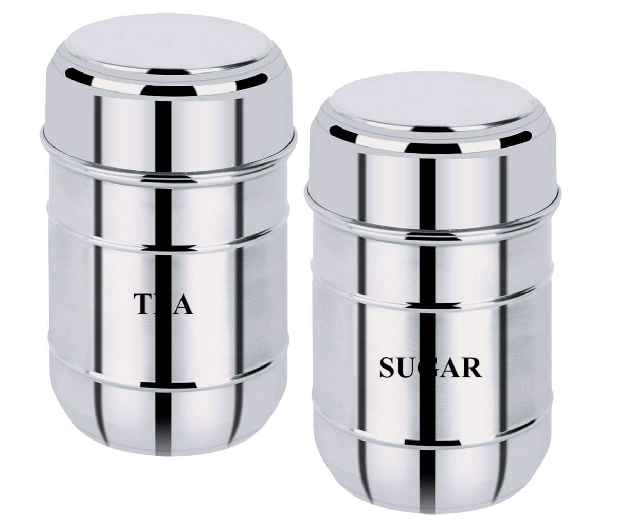 Heart Home 2 Pieces Stainless Steel Tea, Sugar Container set, 500 Ml (Silver) - CTHH017518