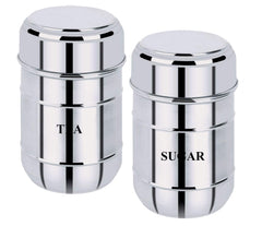 Kuber Industries 2 Pieces Stainless Steel Tea, Sugar Container set, 500 Ml (Silver) -CTKTC043168