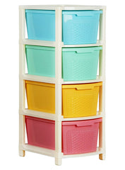 Heart Home Plastic Modular 4 Drawer Storage Basket/Storage Rack For storing Many Accessories (Multicolour)