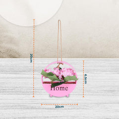 Kuber Industries Hanging Artificial Plants for Home Décor|Natural Looking Indoor Fake Plants with Pot|Artificial Flowers for Decoration (Pink)