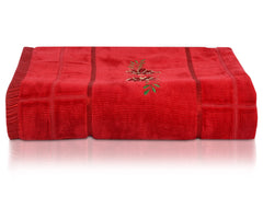Kuber Industries Cotton Bath Towel Super Soft, Fluffy, and Absorbent, Perfect for Daily Use Soft Cotton Towels with Check Border, 30"x60" (Red)-HS_38_KUBMART21392
