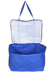 Heart Home Dot Printed Large Size Moisture Proof Wardrobe Organizer Storage Bag For Clothes With Zipper Closure and Handle (Blue & White)-HS43HEARTH26709