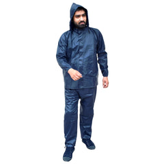 Heart Home PVC Raincoat with Adjustable Hood for Men & Women (Navy Blue) 54HH4140.