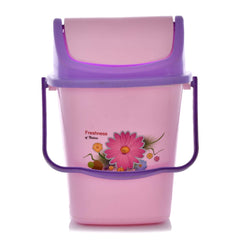 Kuber Industries 2 Pieces Pluto Plastic Swing Printed Garbage Waste Dustbin for Home, Office with Handle, 5 Liters (Purple)-KUBMART3098
