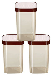 Kuber Industries Check Deisgn Lid Multi Purpose Plastic Container,2000ml, Set of 3 (White)
