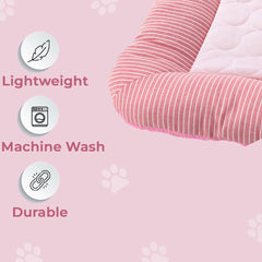 Homestic Rectangular Dog & Cat Bed|Yarn Dyed Oxford Cloth|Nylon and Polyester with Cotton Filling|Self-Cooling Bed for Dog & Cat|Small Light-Weight & Durable Dog Bed|ZQCJ005P-L|Pink